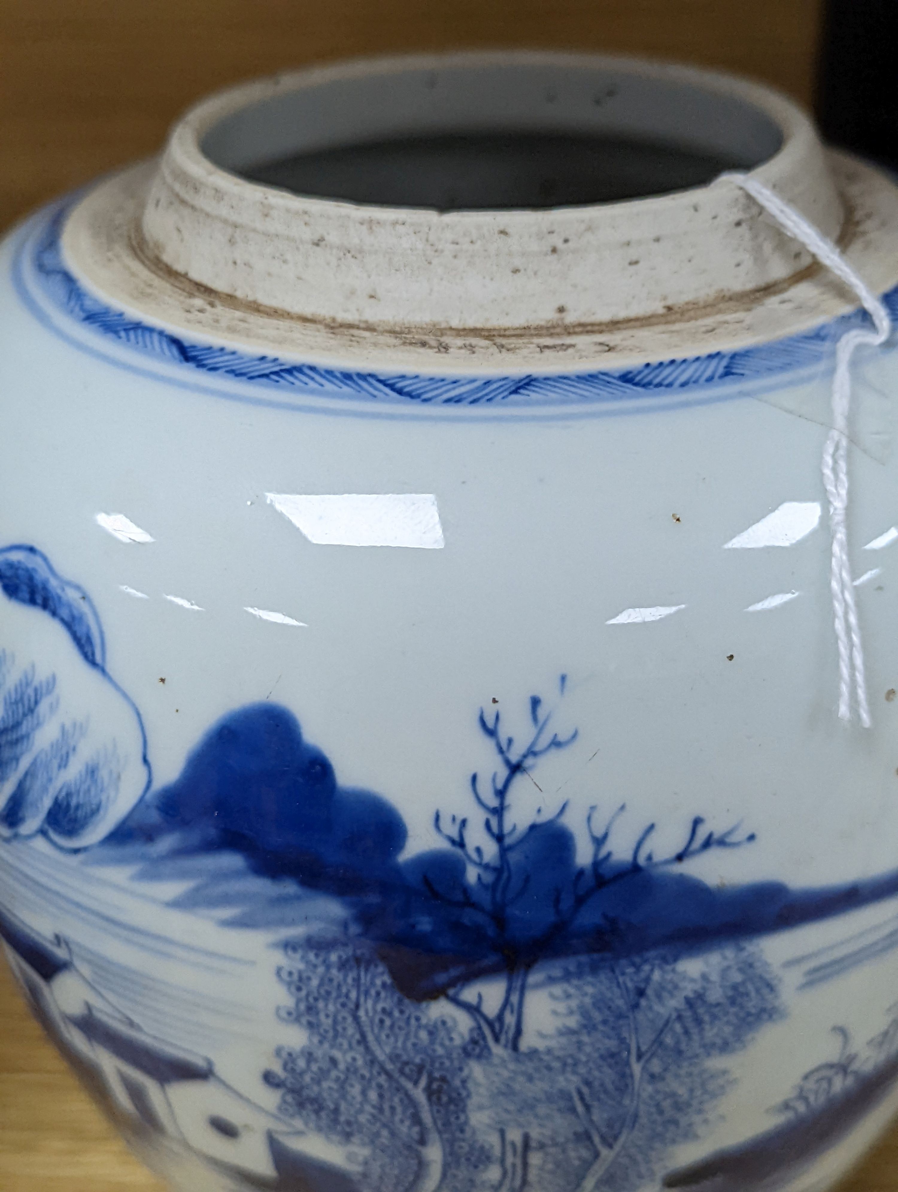 An 18th century Chinese blue and white ginger jar, 18cm